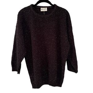 Vintage Helen Sue Acrylic 3/4 Sleeve Sweater Black Shimmer Vintage 90's